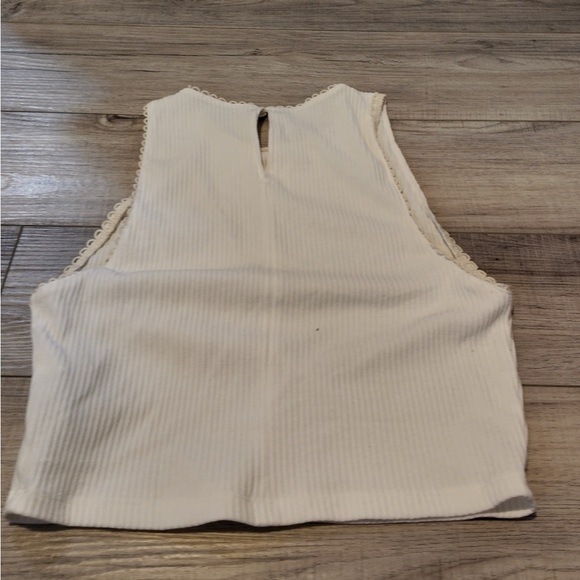 ZARA White High Neck Ribbed Crop Tank Top - Size L - Lagonlook Summer Fairy - Picture 12 of 14